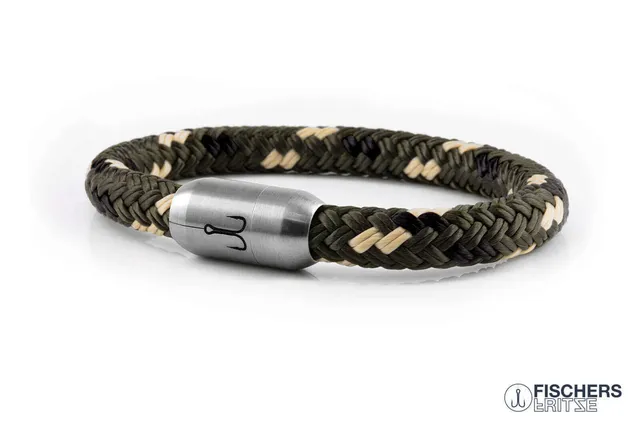 fischers-fritze-makrele-julian-segeltau-armband-olivgr-n-schwarz-natur-8-mm image 1