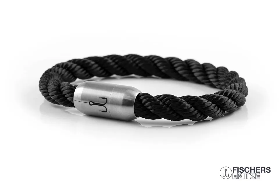 fischers-fritze-makrele-otto-segeltau-armband-schwarz-gedreht image 1