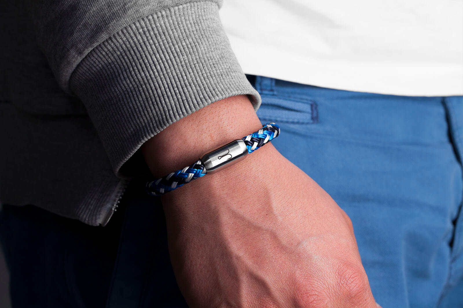 fischers-fritze-makrele-moritz-armband-marineblau-stahlblau-wei-8-mm image 7