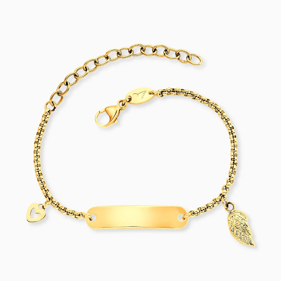 herzengel-kinder-armband-edelstahl-id-mit-fl-gel-gold image 1