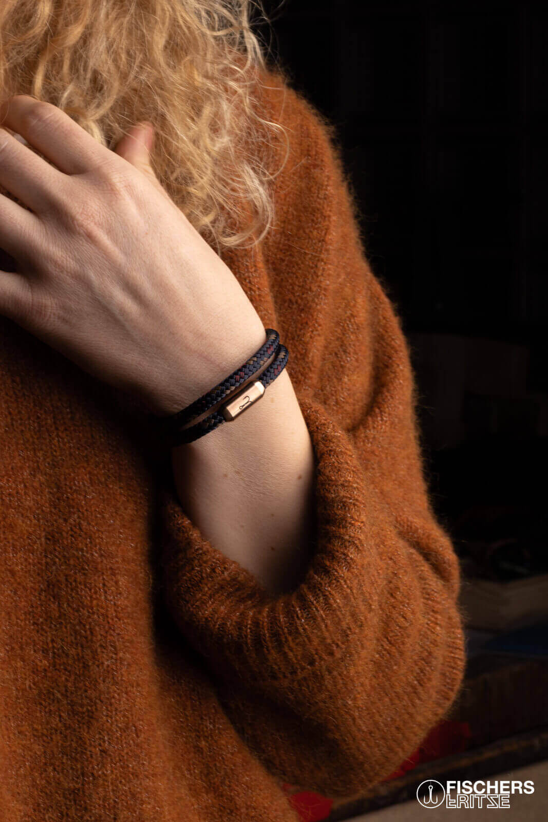 fischers-fritze-k-nigsgarnele-johann-segeltau-armband-marineblau-braun-dunkelrot image 2