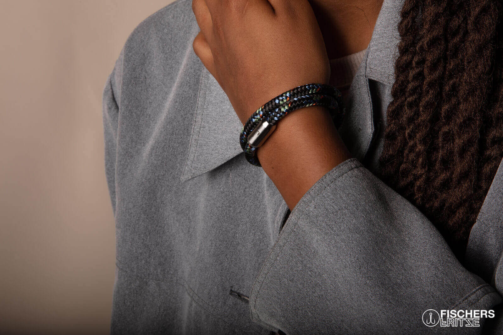 fischers-fritze-garnele-jannes-segeltau-armband-kaffeebraun-pastellblau-pastellg image 5
