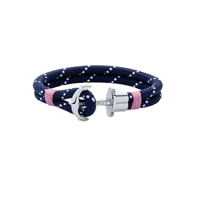 paul-hewitt-phrep-ankerarmband-silber-nylon-marineblau-wei-rosa-damen image 1