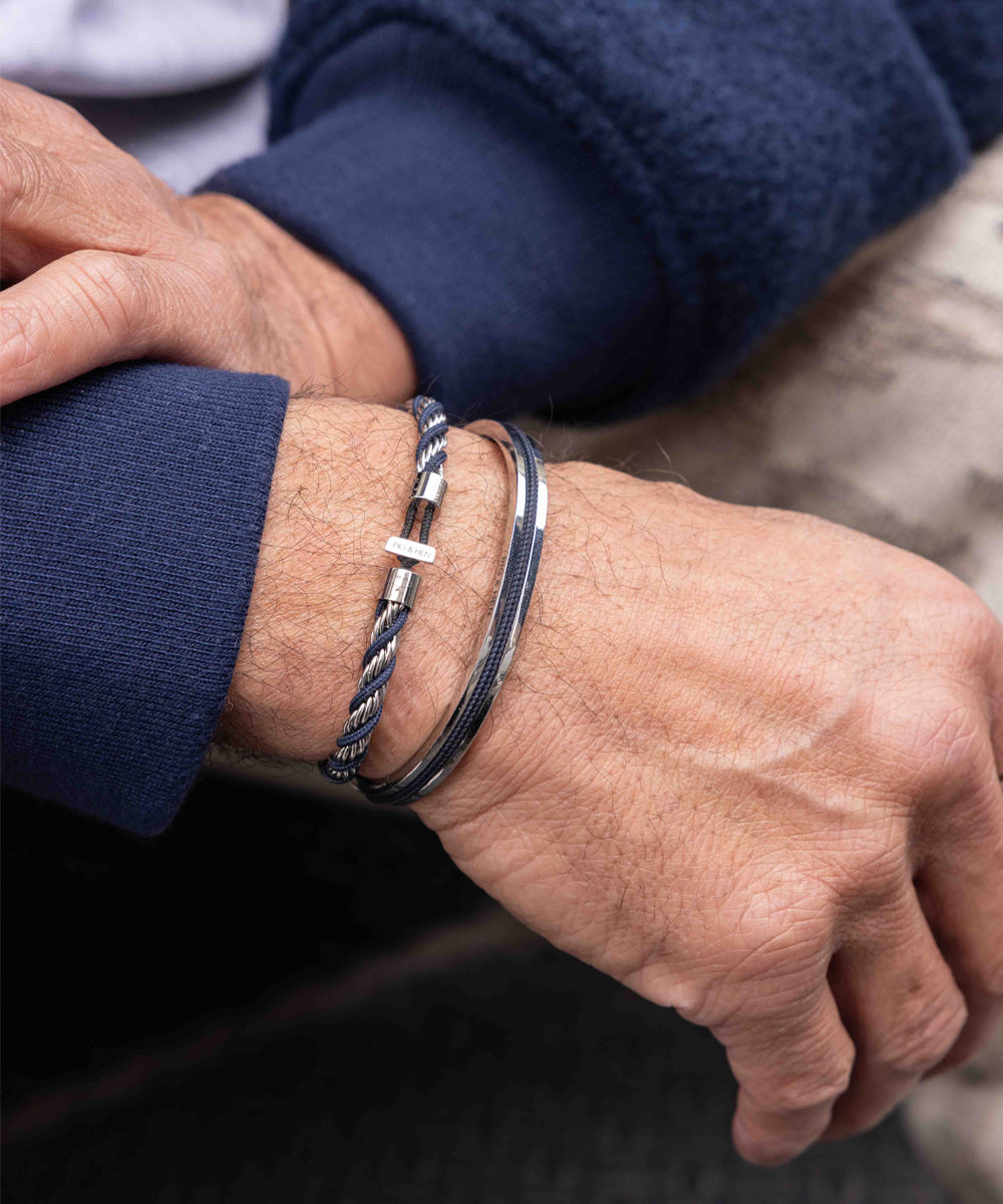 pig-hen-catena-twisted-herren-armband-navy-silver image 3