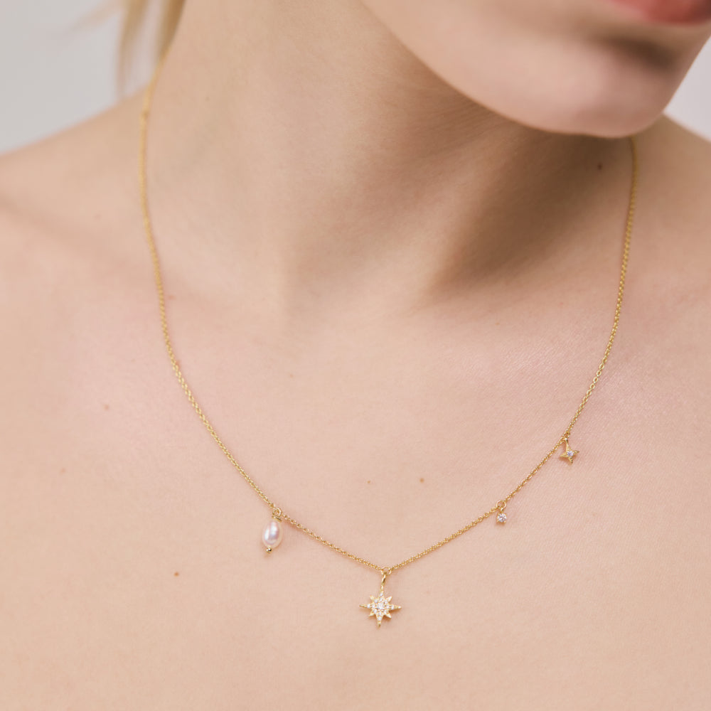 paul-hewitt-windrose-celestial-halskette-gold-925-sterling-silber-zirkonia image 2