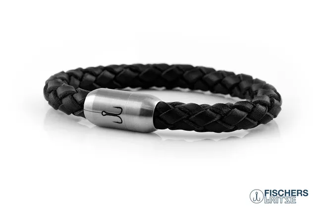fischers-fritze-leder-makrele-fernando-armband-schwarz-geflochten-8-mm image 1