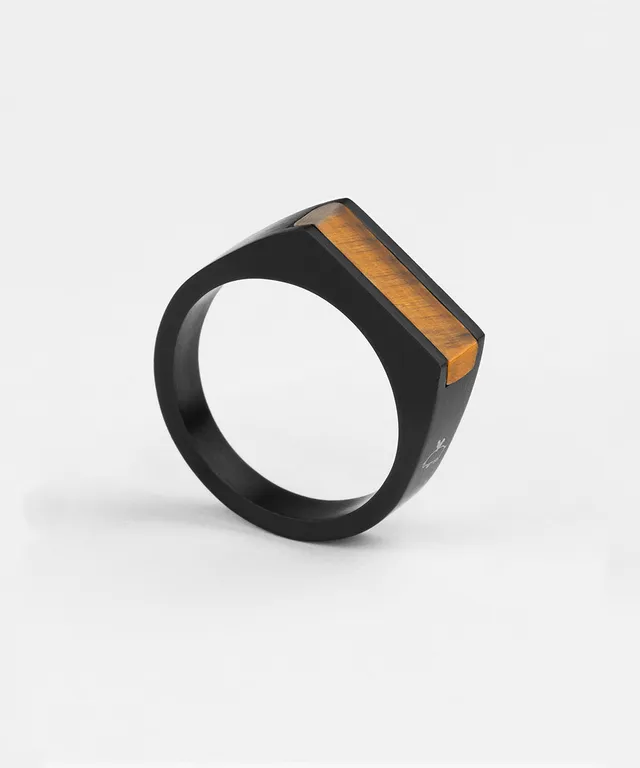 pig-hen-signet-ring-7mm-tiger-eye-black-edelstein-ring-unisex image 1