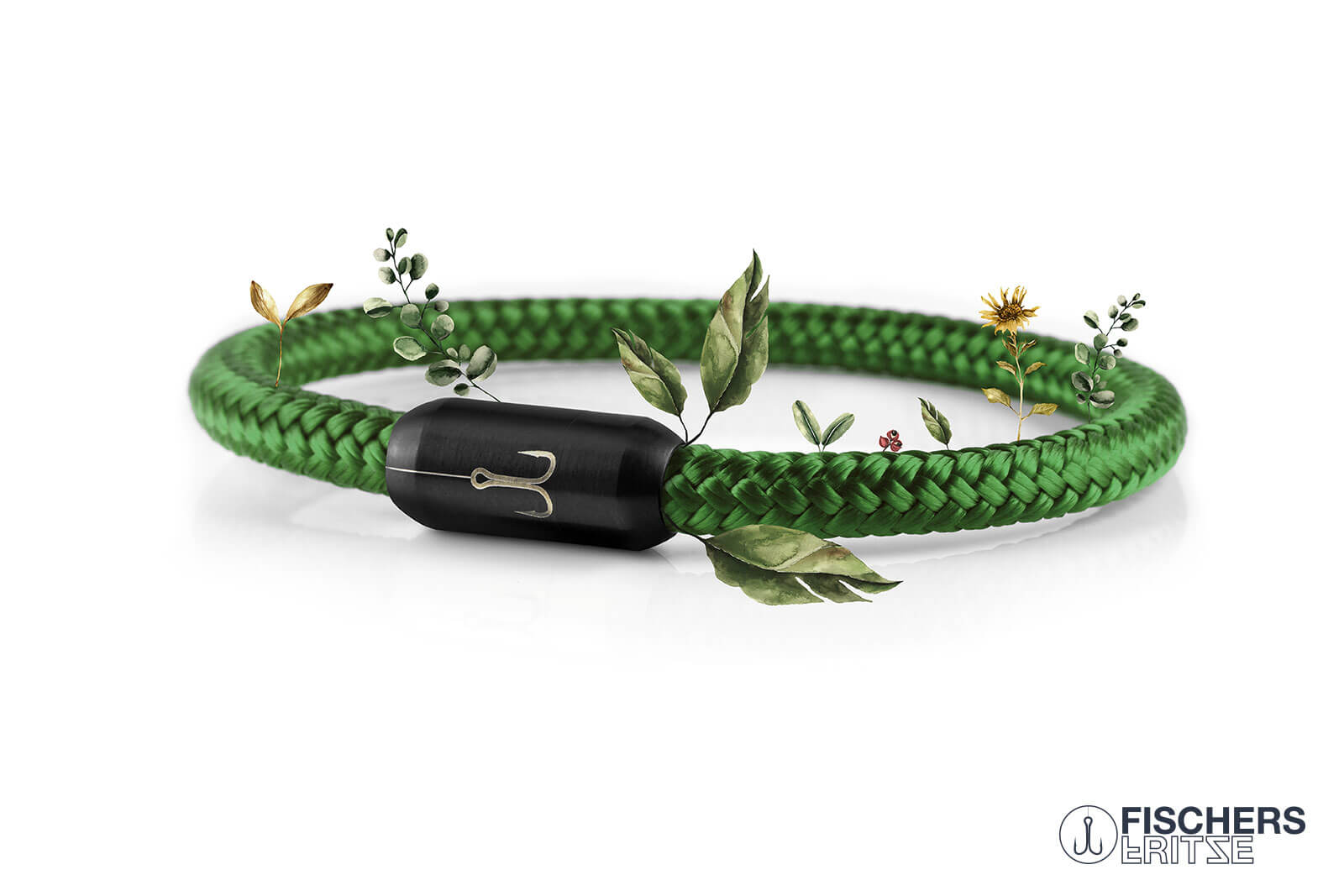 fischers-fritze-torpedokrabbe-enna-segeltau-armband-grasgr-n-6mm image 1