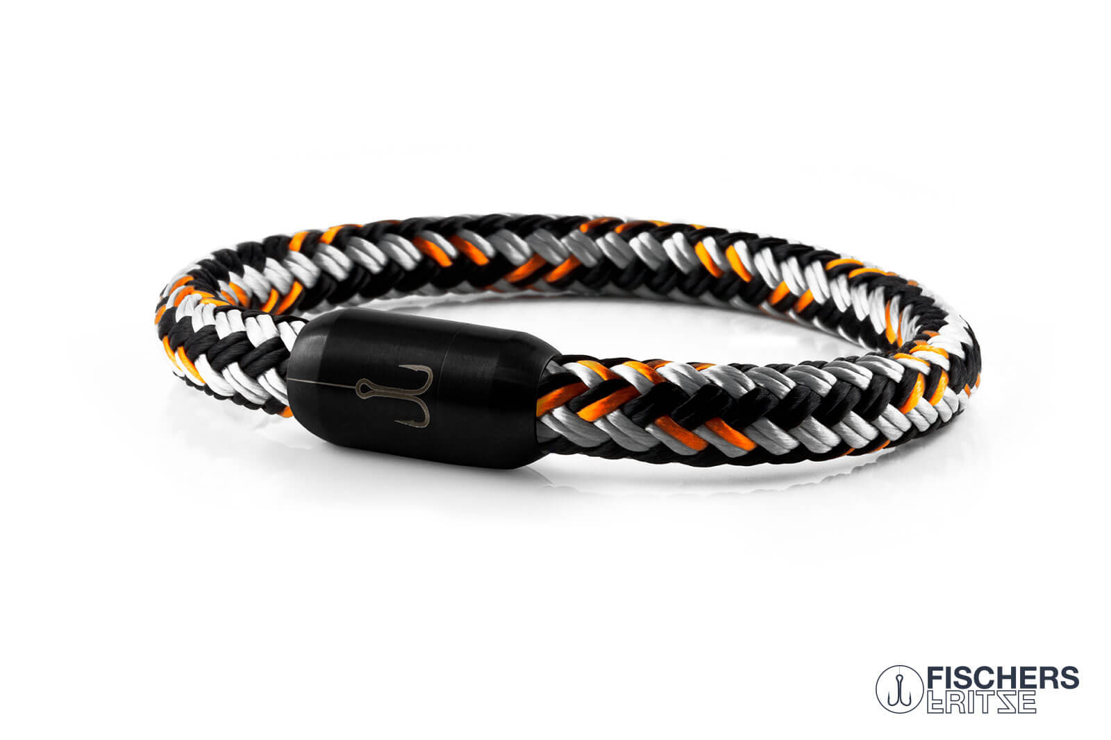 fischers-fritze-torpedomakrele-simon-armband-8-mm-schwarz-grau-orange image 1
