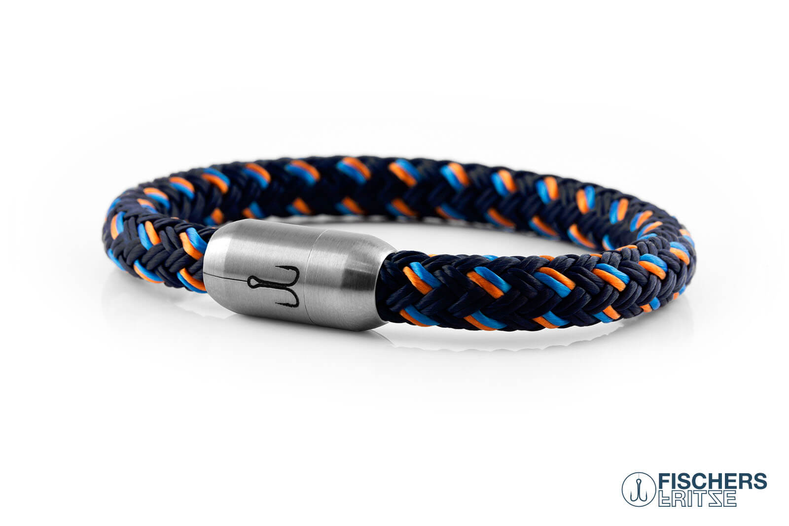 fischers-fritze-makrele-fred-segeltau-armband-marineblau-stahlblau-orange image 1
