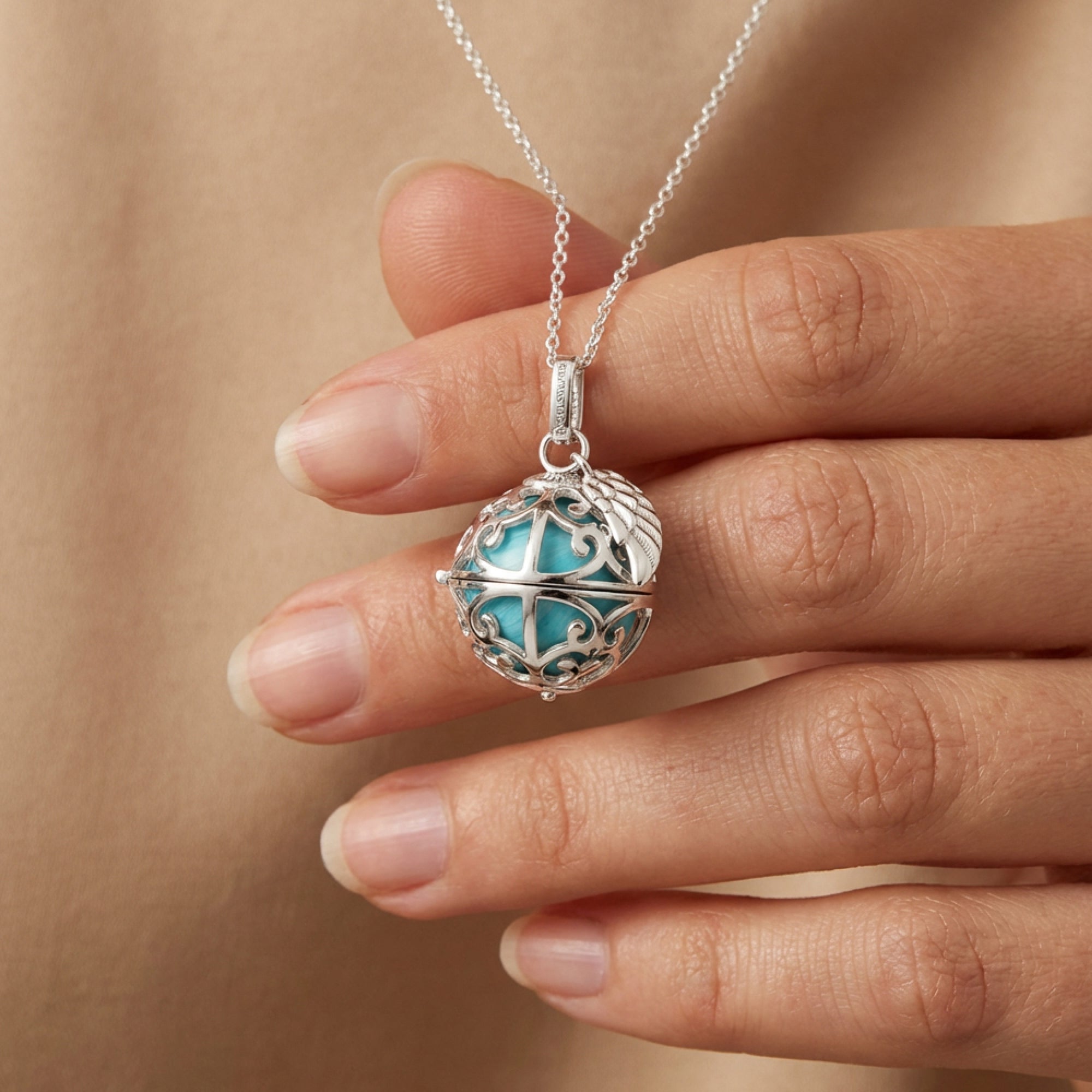 engelsrufer-anh-nger-925er-silber-engelsfl-gel-mit-klangkugel-perlmutt-t-rkis image 3