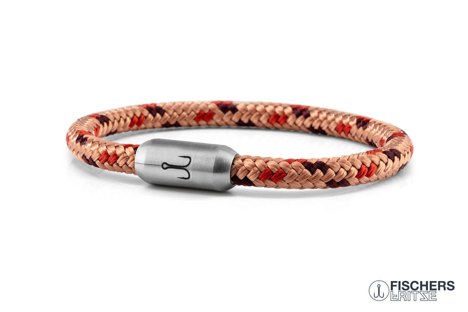 fischers-fritze-krabbe-hannah-segeltau-armband-pastellrot-coral-dunkelrot-6mm image 1