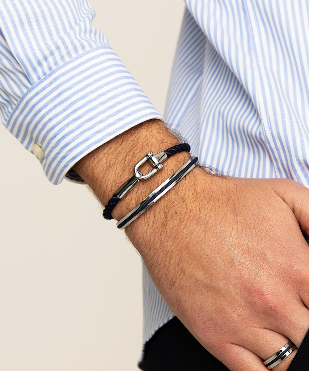 pig-hen-lobster-larry-navy-herren-seilarmband-silber image 2