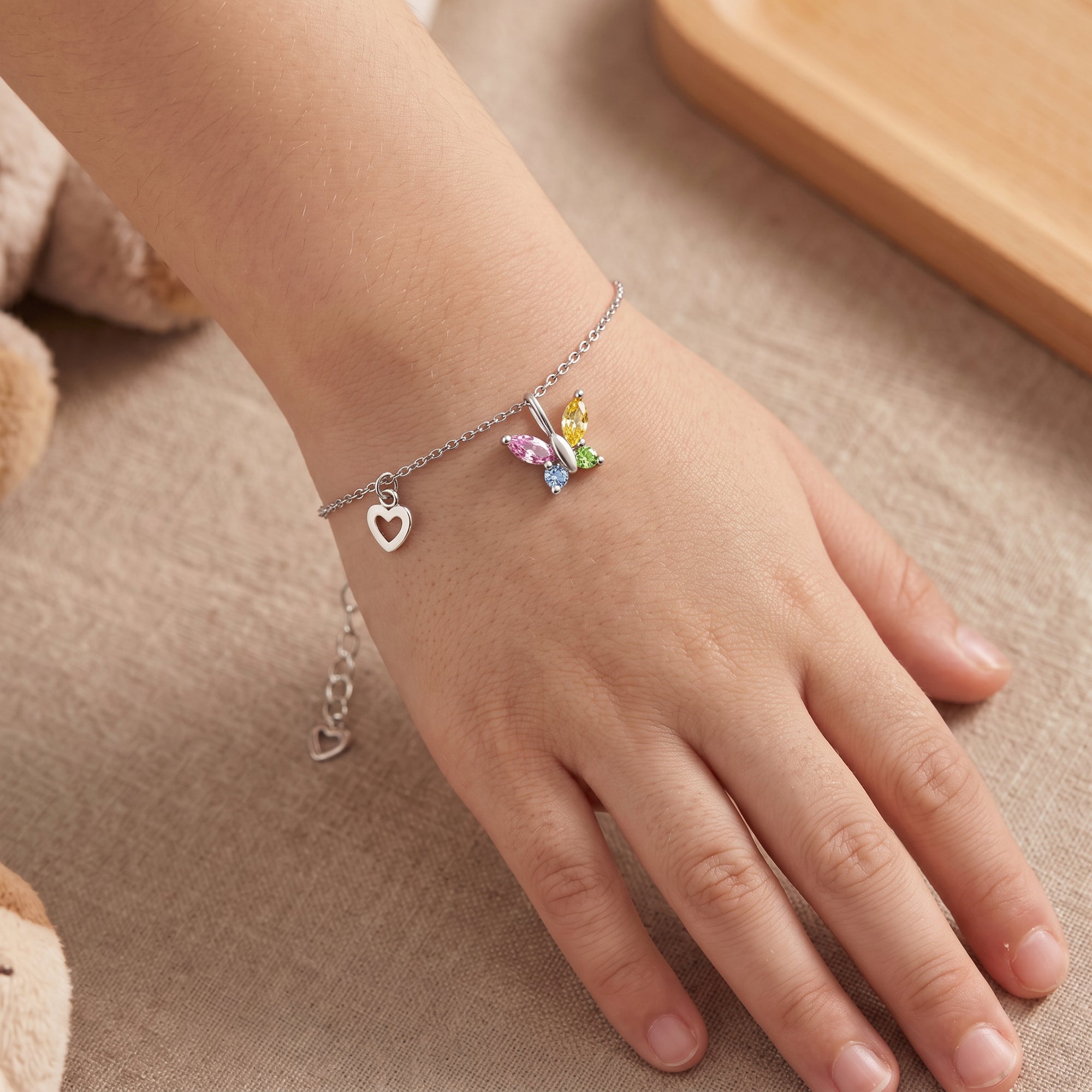 engelsrufer-herzengel-kinder-armband-edelstahl-schmetterling-mit-zirkonia-multic image 2