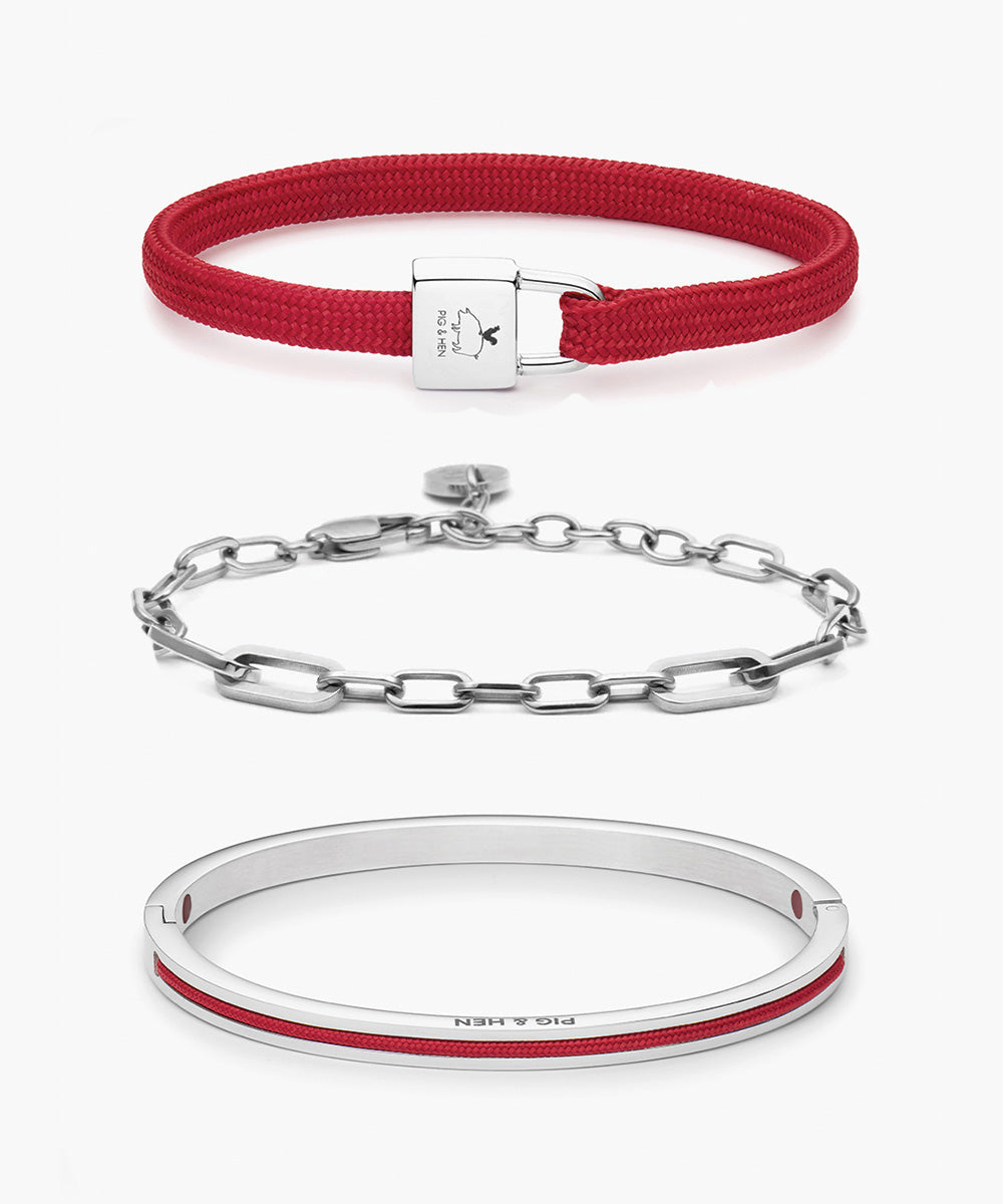 pig-hen-billy-raspberry-silber-maya-lou-julie-set-armband-set image 1