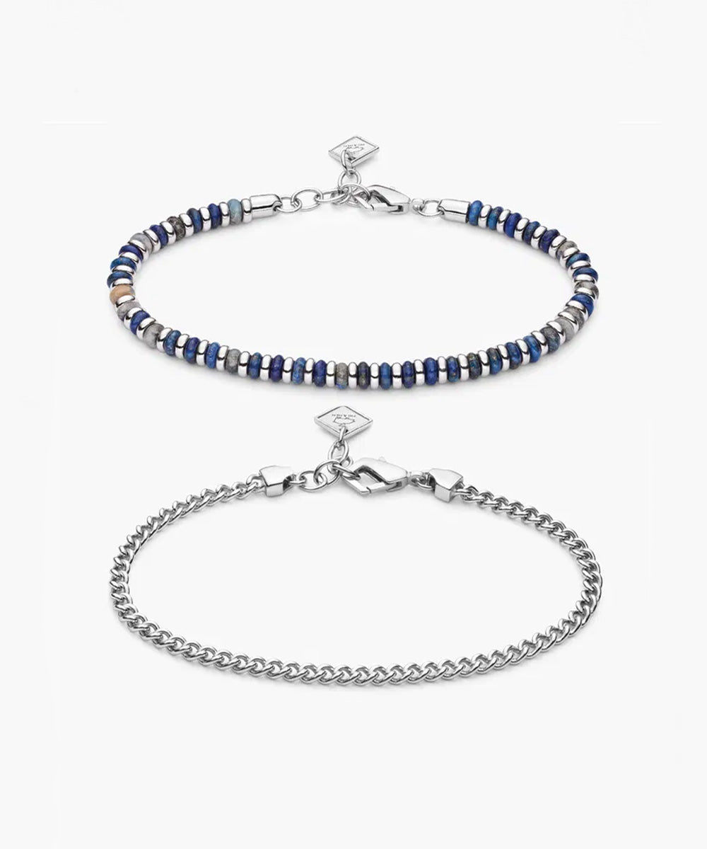 pig-hen-brontide-4mm-lapis-lazuli-curb-chain-set-925-sterling-silver image 1