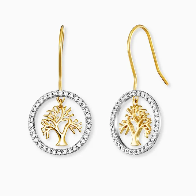 engelsrufer-lebensbaum-ohrh-nger-925er-silber-bicolor-gold-mit-zirkonia image 1