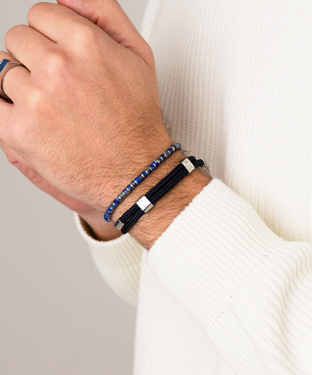 pig-hen-little-lewis-dbl-seil-armband-herren-navy-silver image 2
