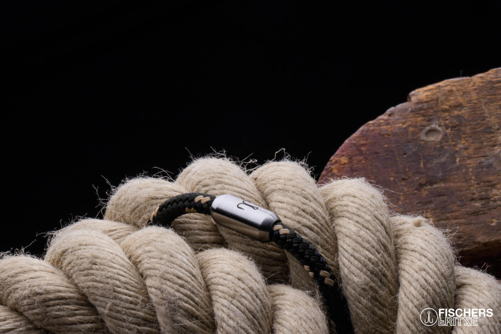 fischers-fritze-krabbe-juliane-segeltau-armband-olivgr-n-schwarz-natur image 6