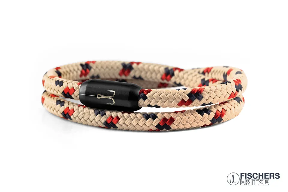 fischers-fritze-torpedogarnele-s-nke-armband-beige-marineblau-rot-segeltau-6-mm image 1