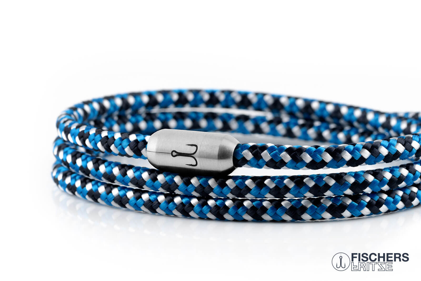 fischers-fritze-forelle-moritz-segeltau-armband-3-fach-marineblau-stahlblau-weis image 7