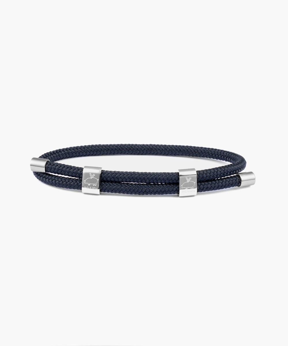 pig-hen-little-lewis-dbl-seil-armband-herren-navy-silver image 1