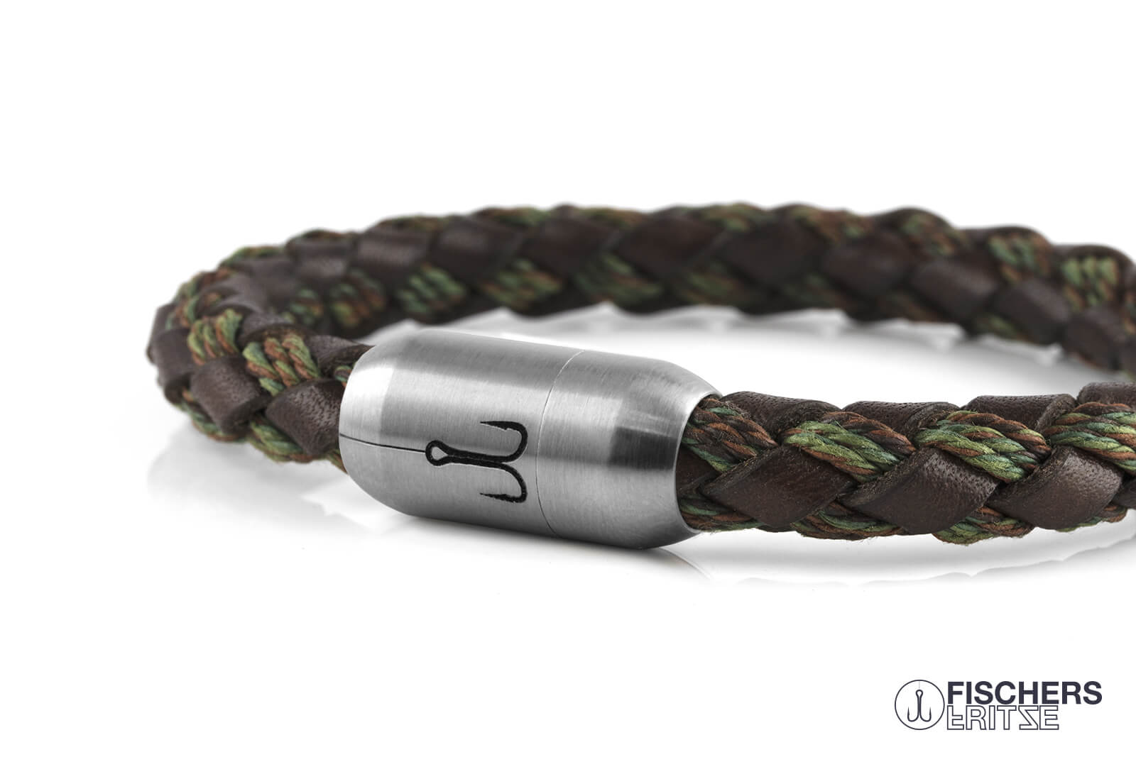 fischers-fritze-leder-makrele-forest-armband-braun-gr-n-geflochten-rindsleder image 7