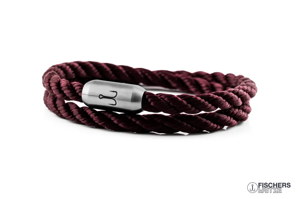 fischers-fritze-garnele-bert-segeltau-armband-dunkelrot-gedreht image 1