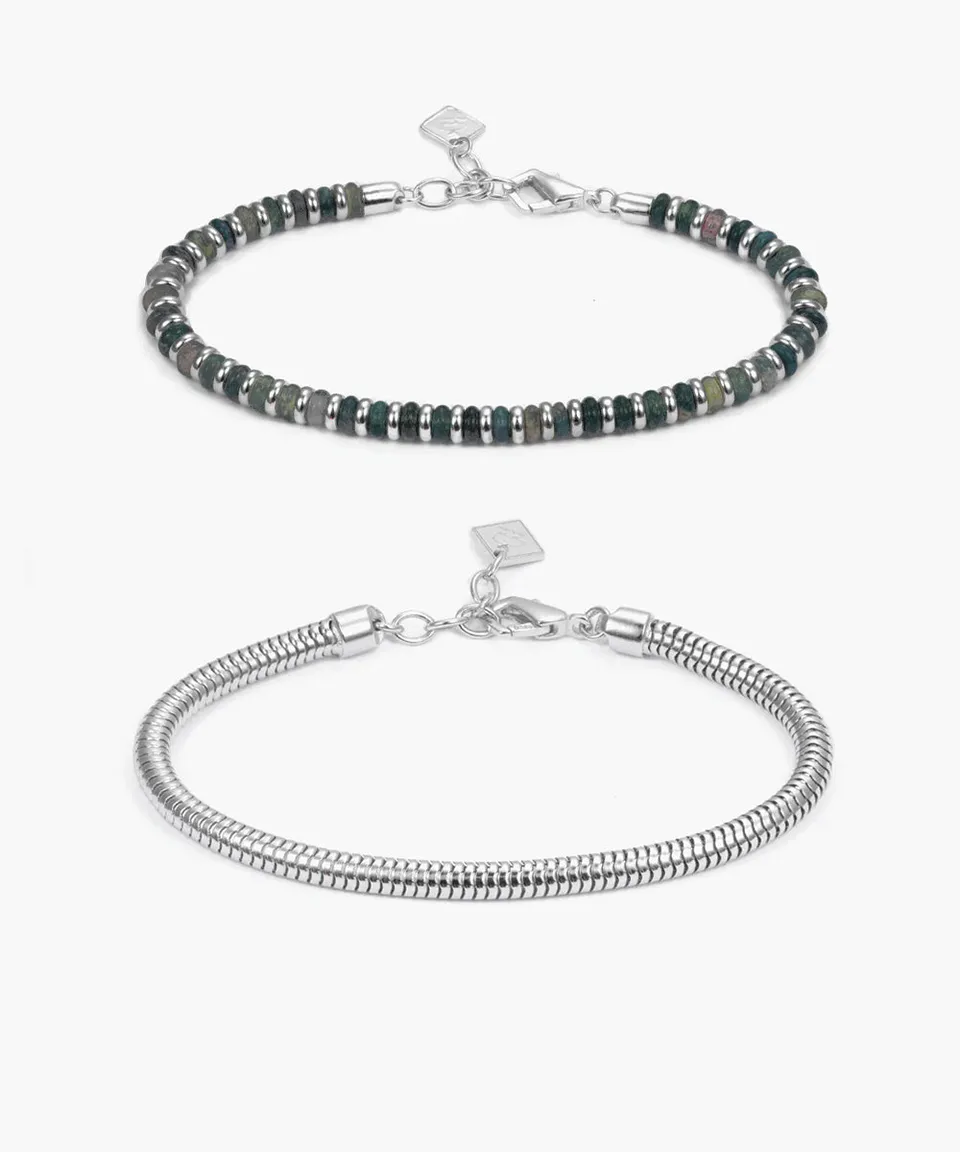 pig-hen-mariner-brontide-armband-set-4mm-moosachat-snake-chain-925-sterling-silb image 1