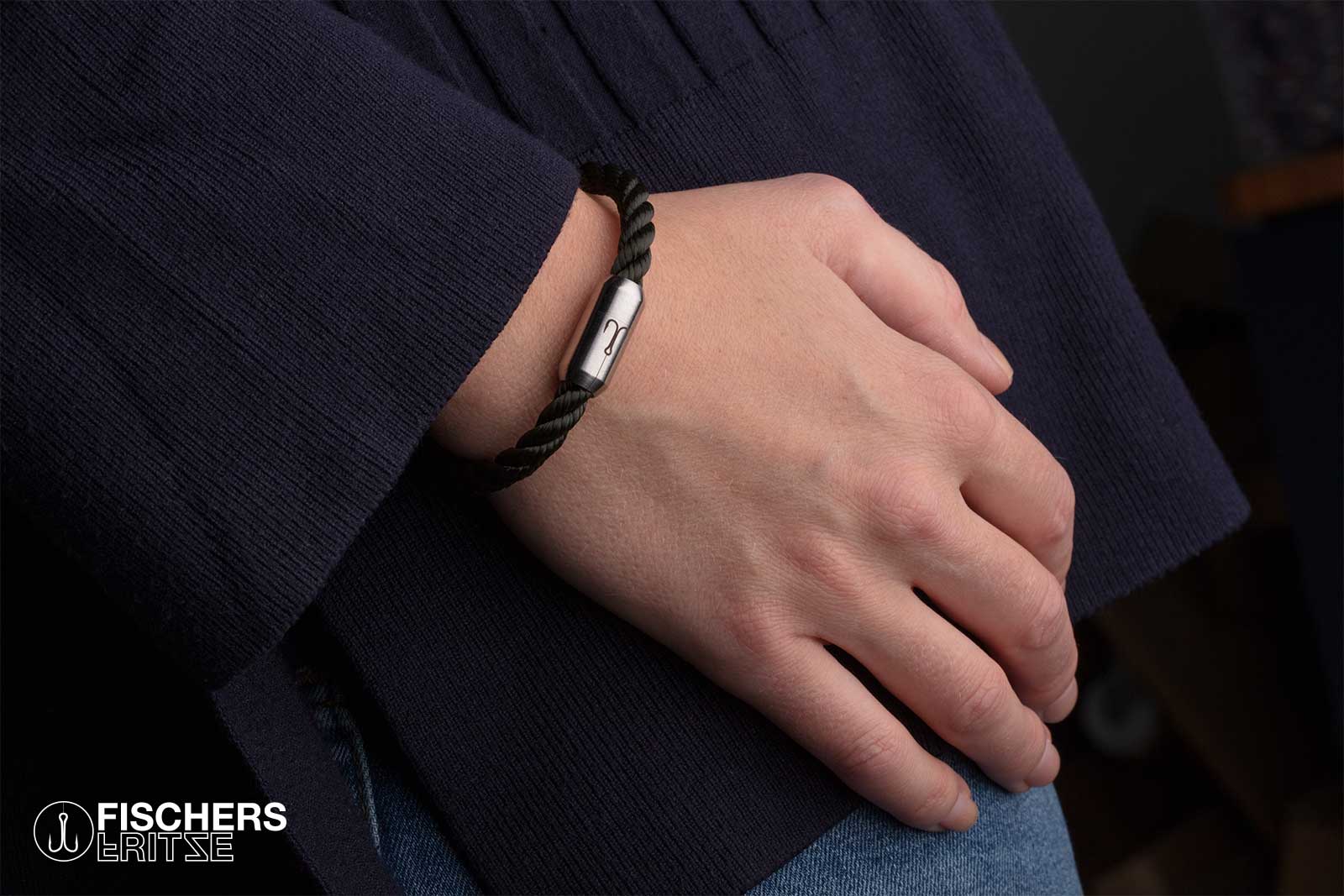 fischers-fritze-krabbe-theresa-segeltau-armband-olivgr-n-gedreht-6-mm image 3