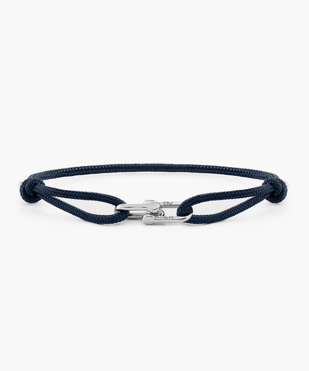 pig-hen-daunting-dean-navy-verstellbares-seil-armband-silber image 1