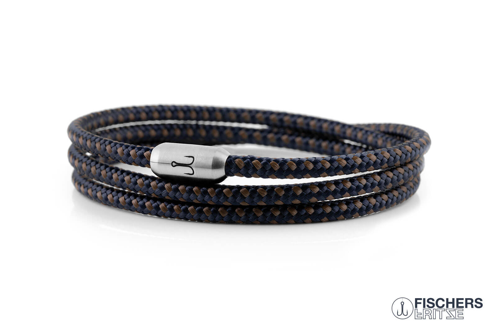 fischers-fritze-forelle-fynn-segeltau-armband-marineblau-braun-3-fach-4mm image 1