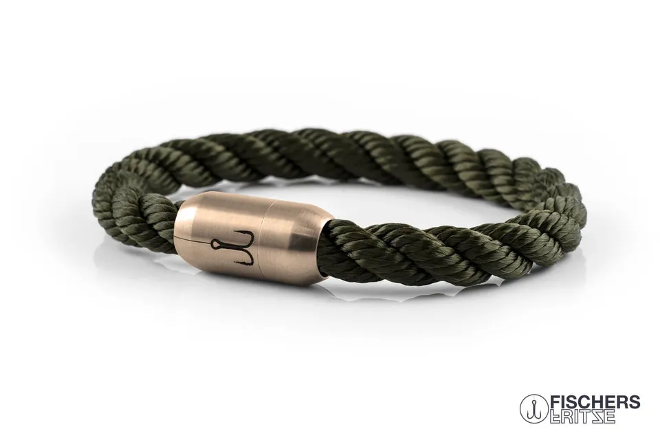 fischers-fritze-k-nigsmakrele-flemming-segeltau-armband-olivgr-n-gedreht image 1
