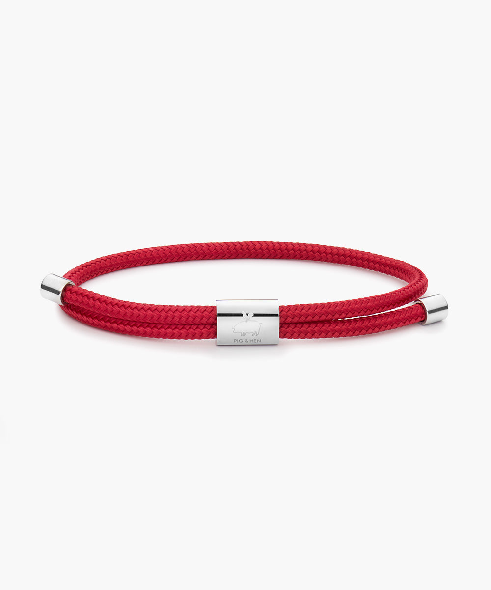 pig-hen-lewis-raspberry-damen-seil-armband-silber-verstellbar image 1