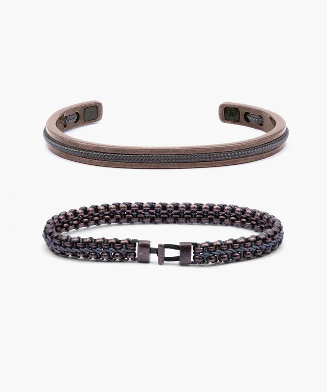 pig-hen-catena-venetian-7mm-herren-armband-set-slate-gray-navarch-6mm-bronze image 1