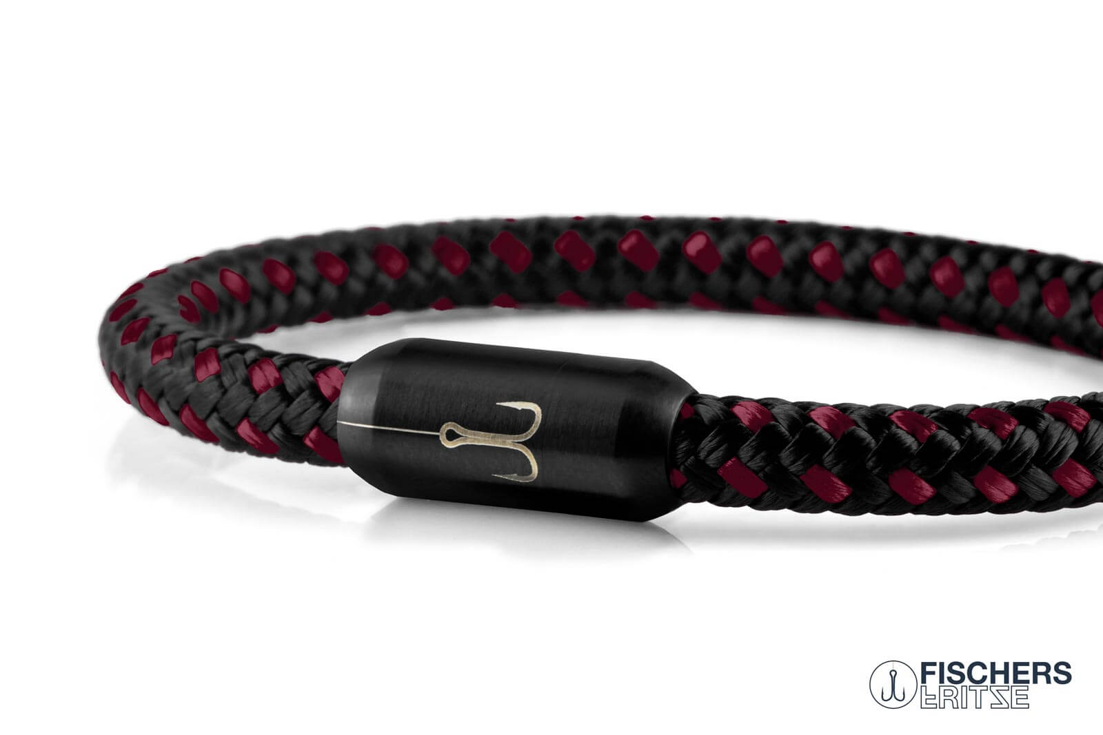 fischers-fritze-torpedokrabbe-fiona-segeltau-armband-schwarz-dunkelrot image 6