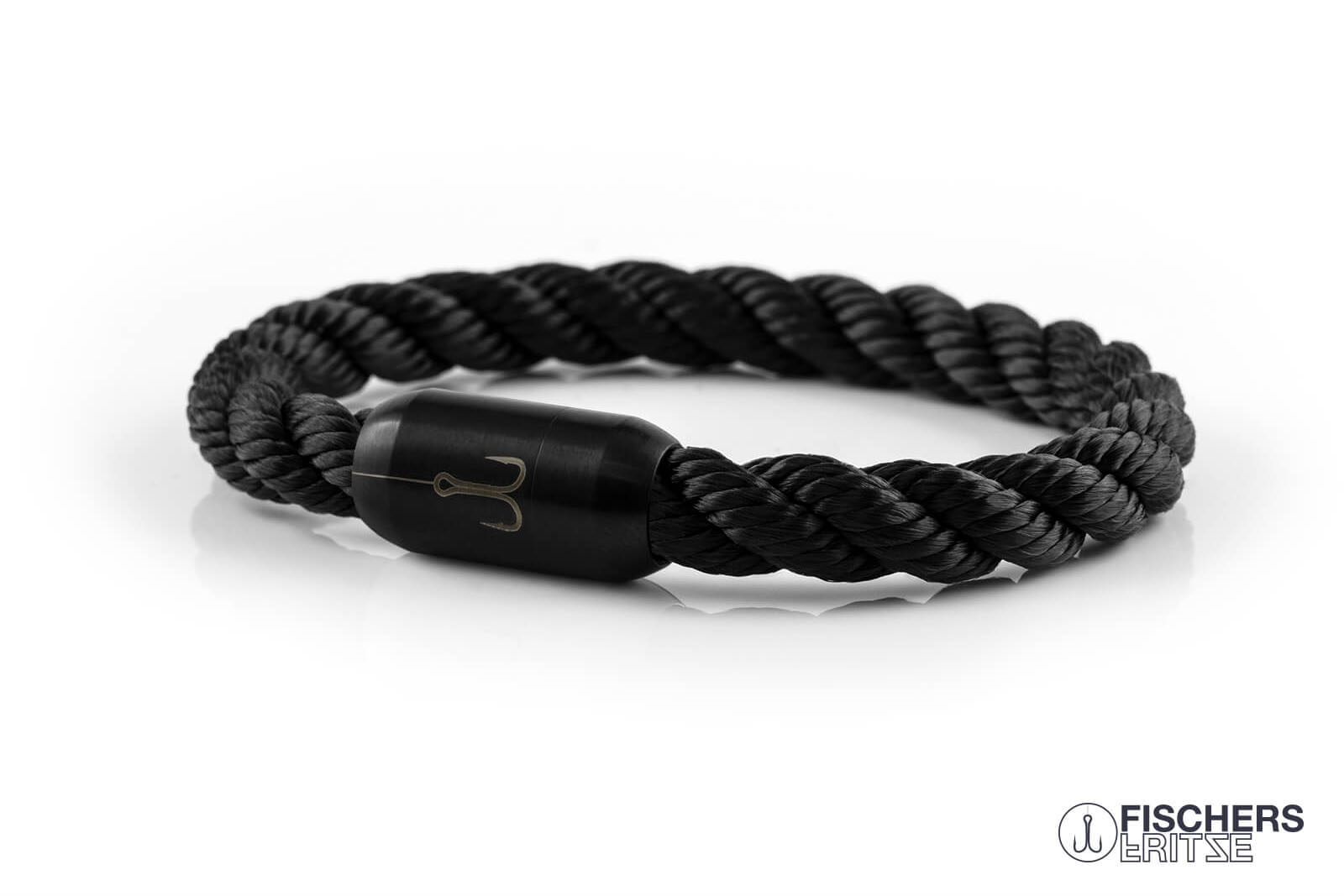 fischers-fritze-torpedomakrele-adam-segeltau-armband-schwarz-gedreht-8-mm image 1