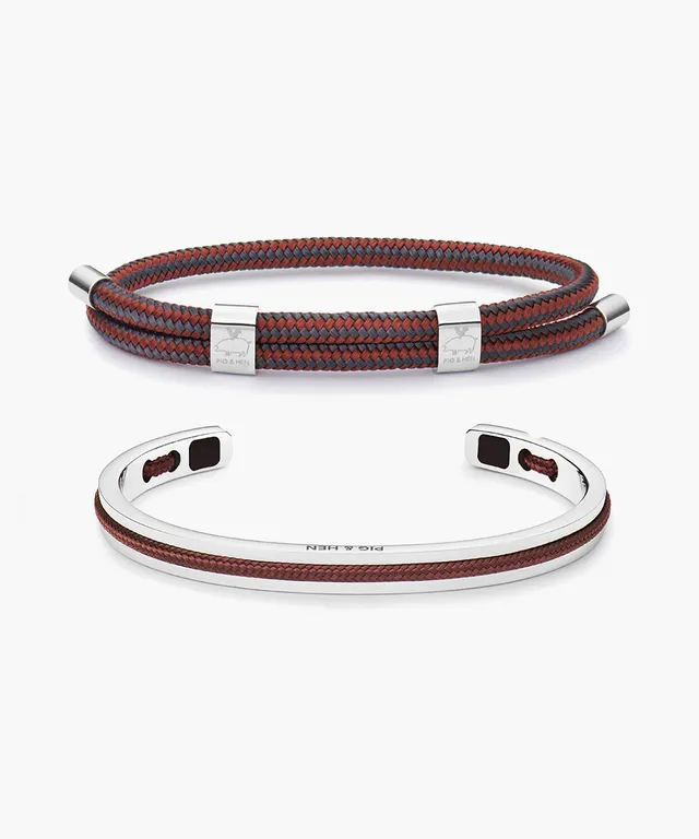 pig-hen-little-lewis-dbl-velvet-red-slate-gray-navarch-armband-set-silber image 1