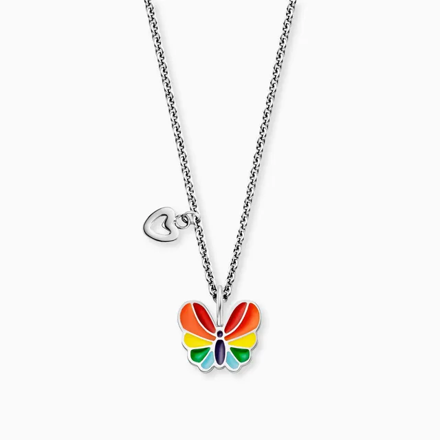 herzengel-by-engelsrufer-kinder-halskette-edelstahl-schmetterling-bunt-mit-email image 1