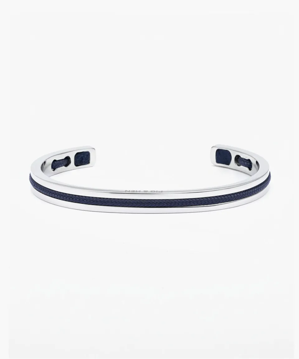 pig-hen-navarch-6mm-herren-cuff-armband-navy-silver image 1