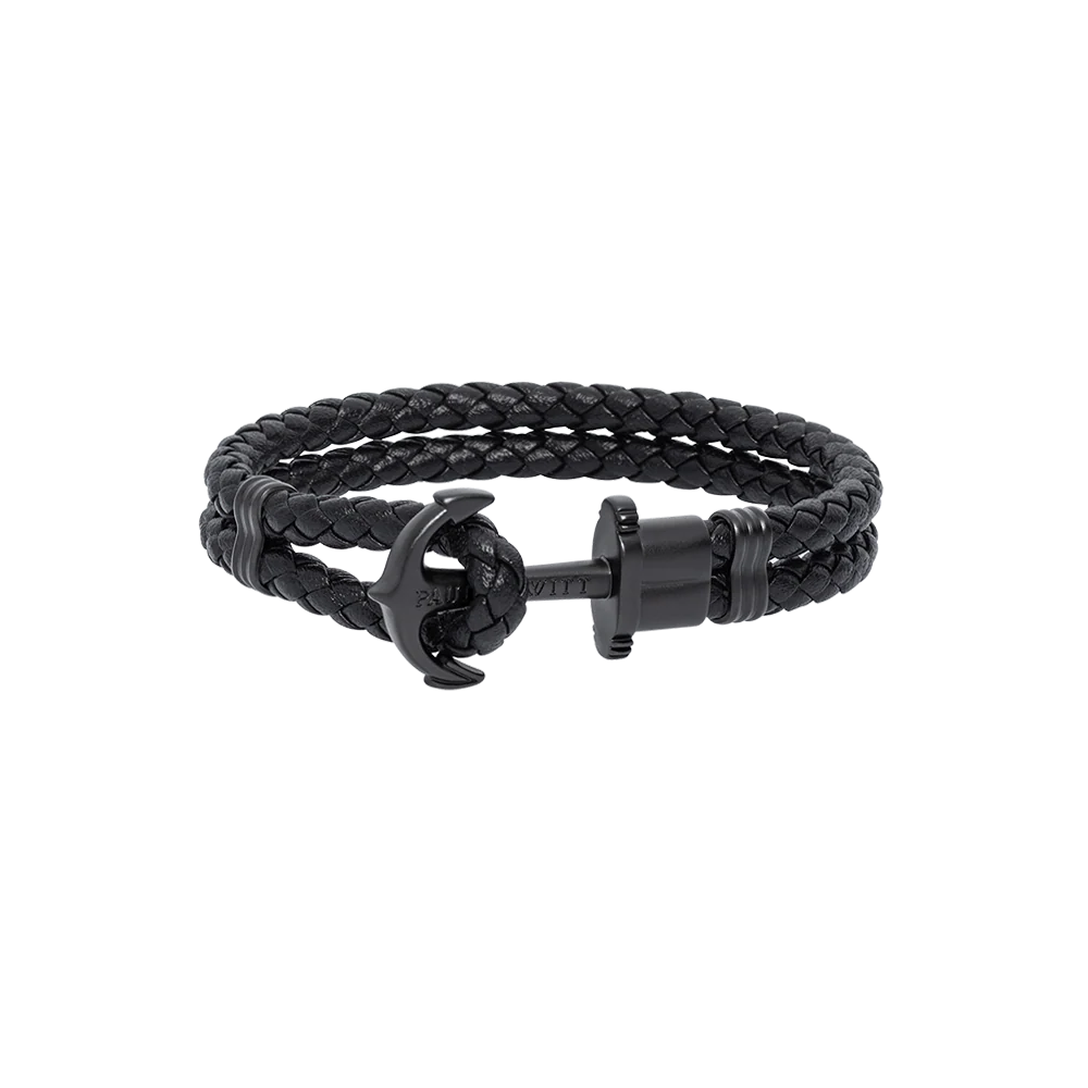 paul-hewitt-phrep-armband-schwarz-leder-schwarz-mit-anker image 2