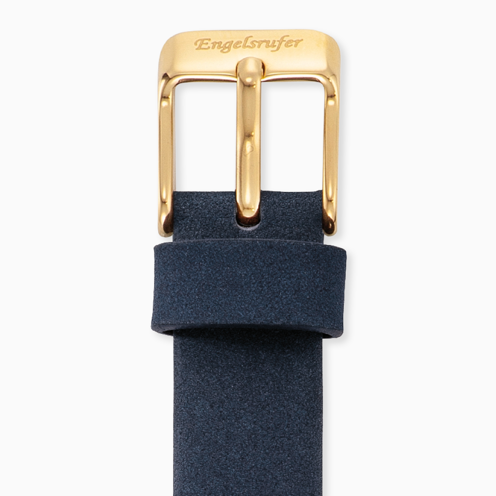engelsrufer-uhren-lederarmband-12-mm-dunkelblau-nubukleder-gold-verschluss image 2