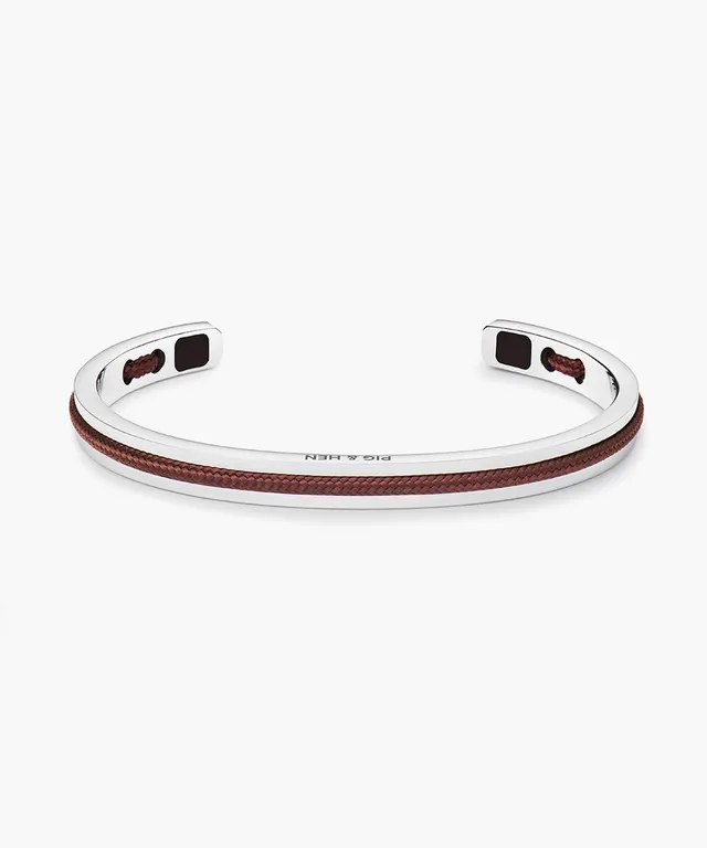pig-hen-navarch-6mm-herren-cuff-armband-velvet-red-silver image 1