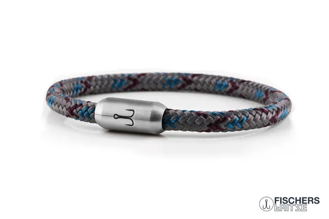 fischers-fritze-krabbe-lara-armband-6-mm-grau-aubergine-azurblau image 1