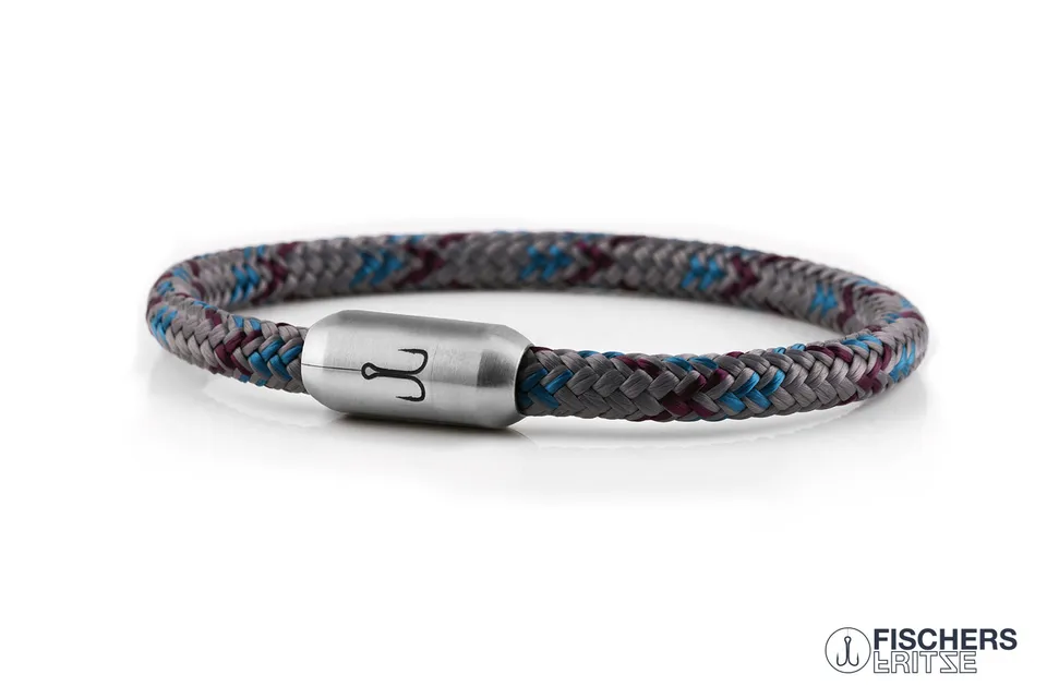 fischers-fritze-krabbe-lara-armband-6-mm-grau-aubergine-azurblau image 1
