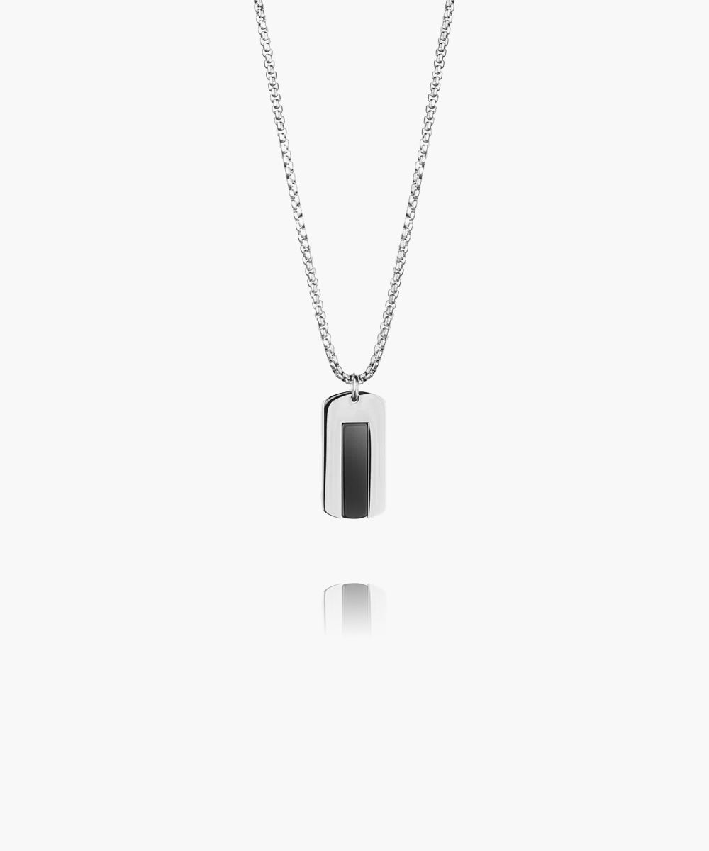 pig-hen-dogtag-halskette-black-agate-silver-70cm image 1
