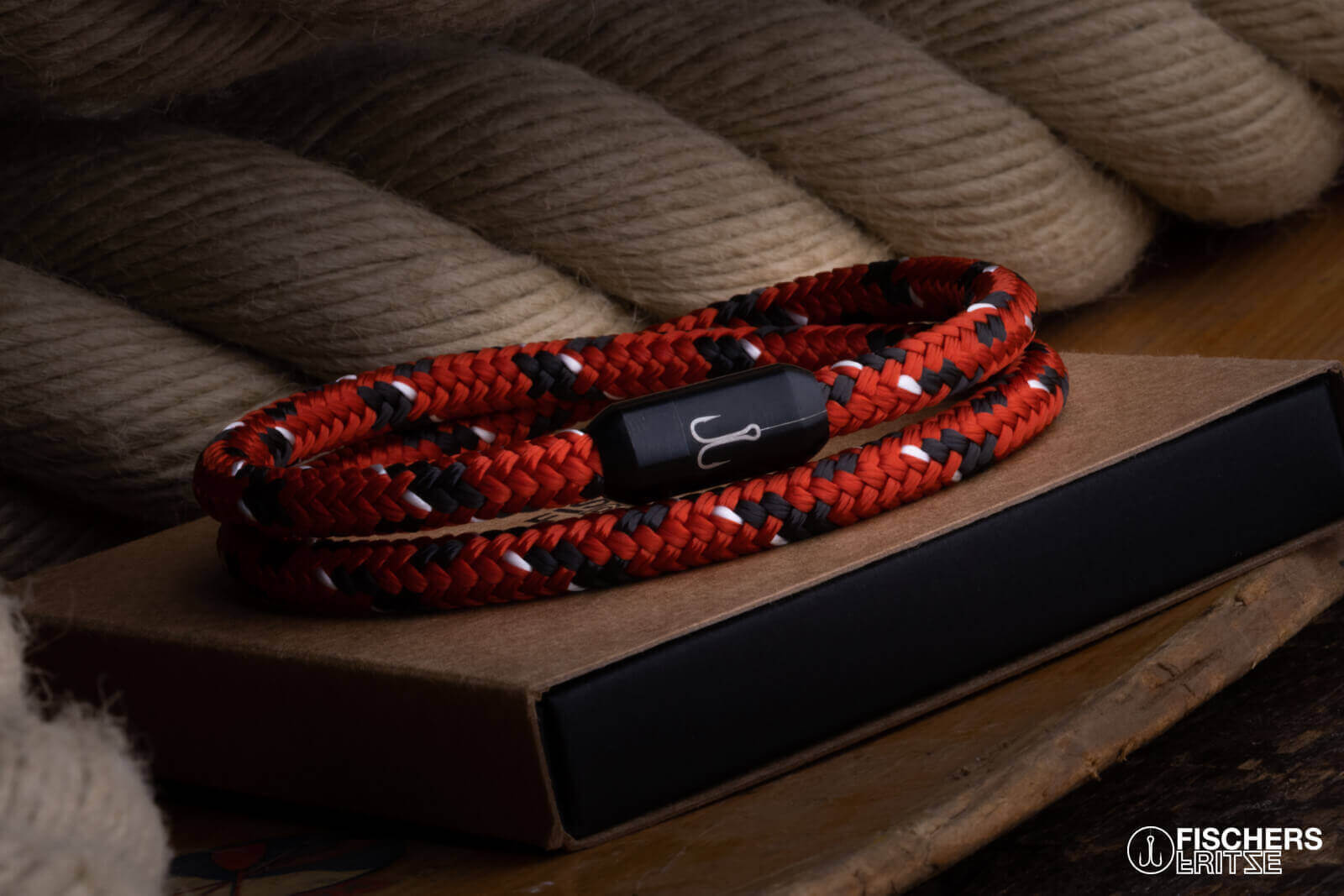 fischers-fritze-torpedogarnele-alwin-armband-coral-kaffeebraun-weiss image 6