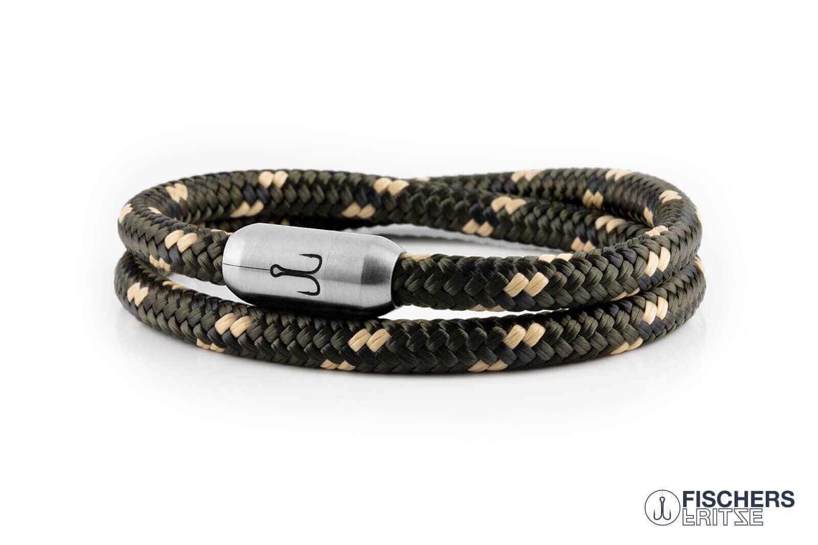 fischers-fritze-garnele-julian-segeltau-armband-olivgr-n-schwarz-natur-6-mm image 1