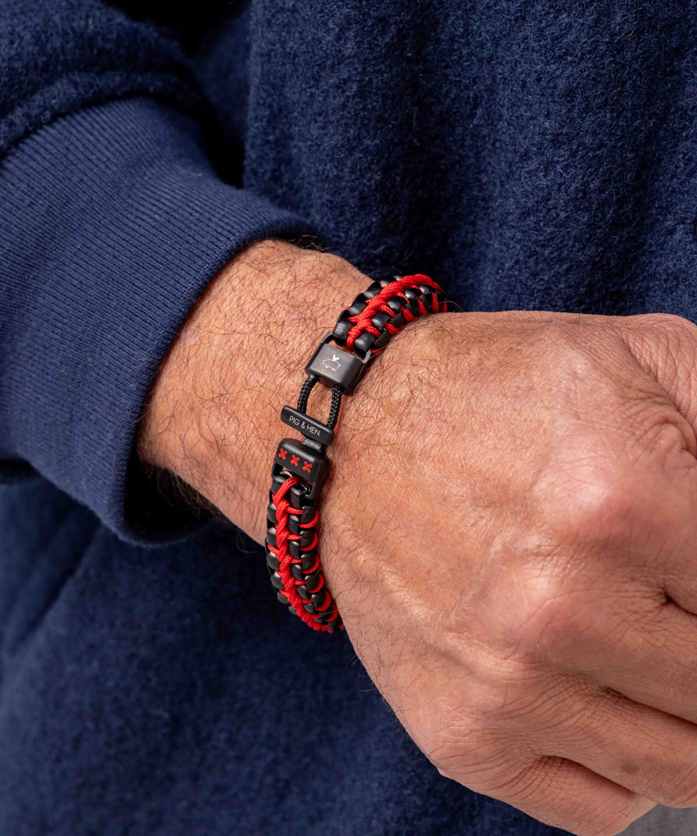 pig-hen-catena-venetian-dbl-armband-black-red-doppel-box-chain-aus-edelstahl-und image 2