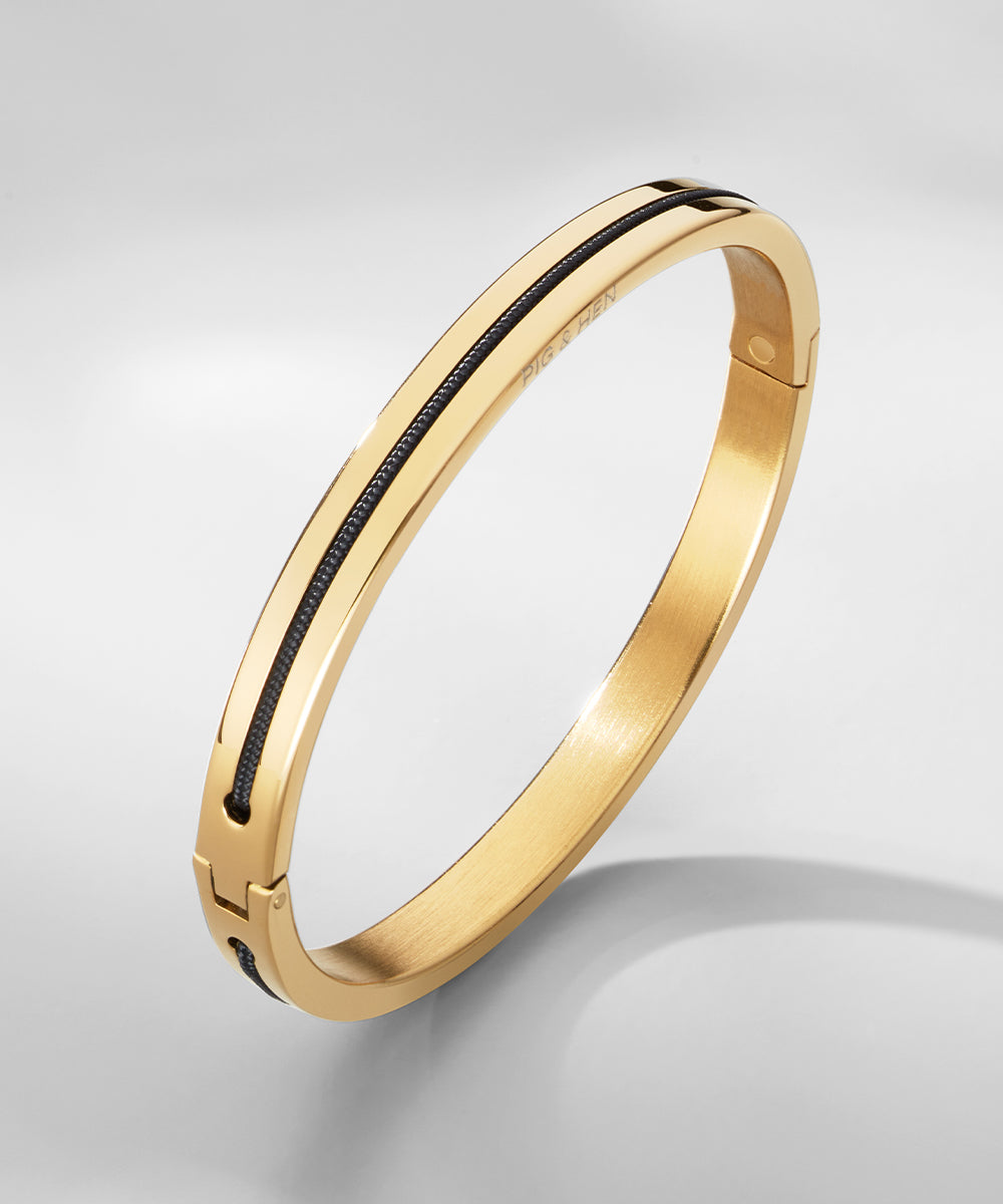 pig-hen-maya-lou-6mm-bangle-damenarmreif-black-gold image 4